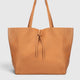 CLOTILDE leather tote bag - Cognac