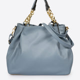 HELEN Leather Shoulder Bag - Celeste