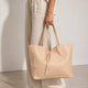 CLOTILDE leather tote bag - Cipria