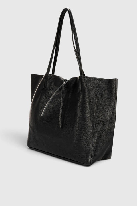 CLOTILDE leather tote bag - Black