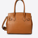 JUNE leather top handle bag - Cognac