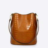 CAPRICE Leather Shoulder Bag - Cognac