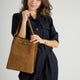 PHOEBE suede shoulder bag - Cognac
