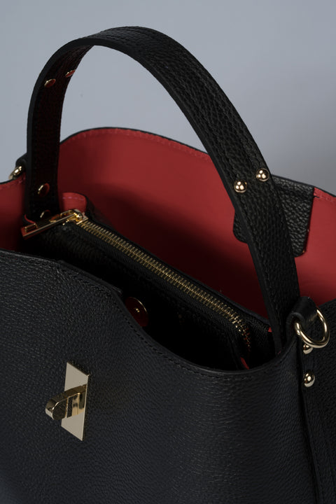 KIRA leather top handle bag - Black