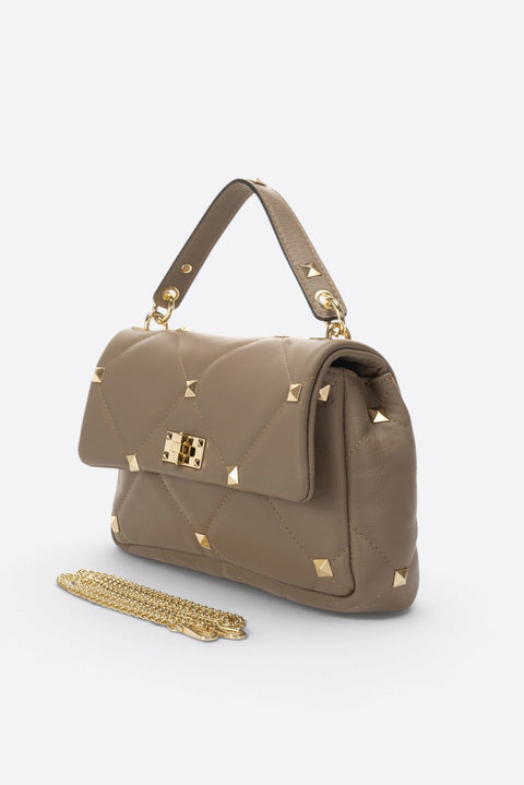 KYLIE leather top handle bag - Taupe