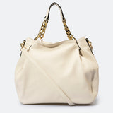 HELEN Leather Shoulder Bag - Beige