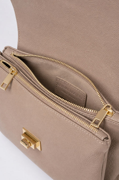 MAISIE leather crossbody bag - Taupe