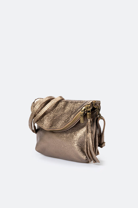 AGATHA leather crossbody bag - Gun Metal