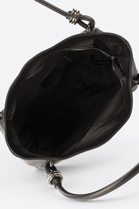 VINNIE leather shoulder bag - Black
