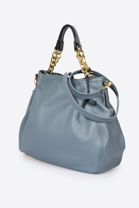 HELEN leather shoulder bag - Celeste