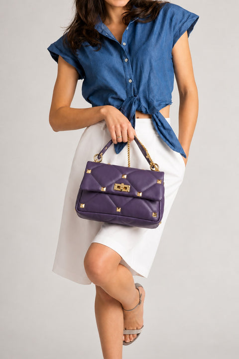 KYLIE leather top handle bag - Purple