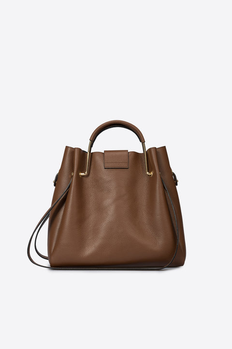 DIONE leather top handle bag - Brown