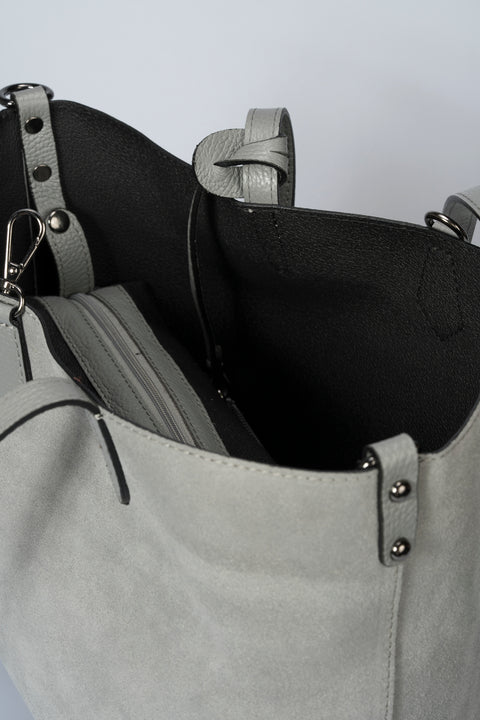 ODETTE suede tote bag - Grey