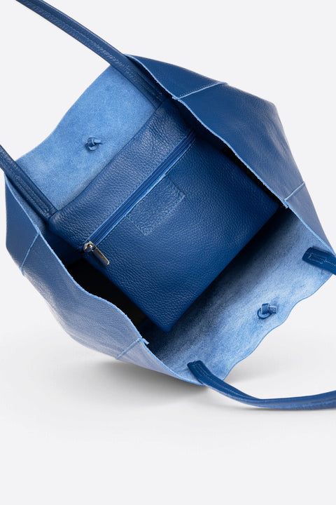 CLOTILDE leather tote bag - Blue