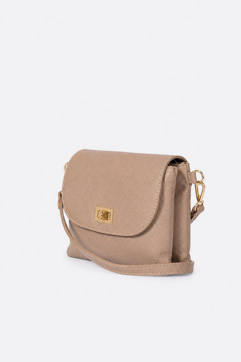 MAISIE leather crossbody bag - Taupe