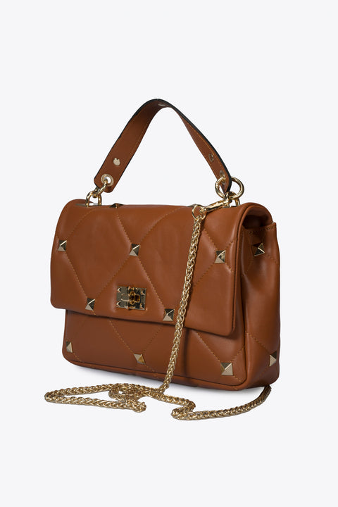 KYLIE leather top handle bag - Cuoio