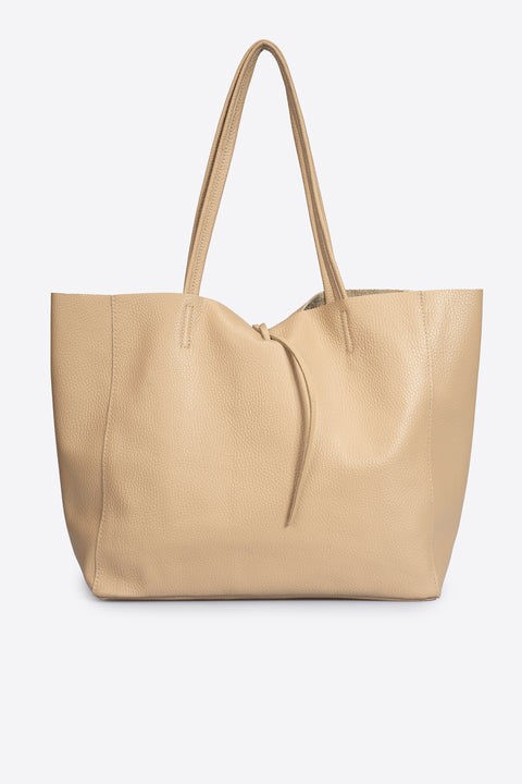 CLOTILDE leather tote bag - Crema
