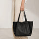 CLOTILDE leather tote bag - Black
