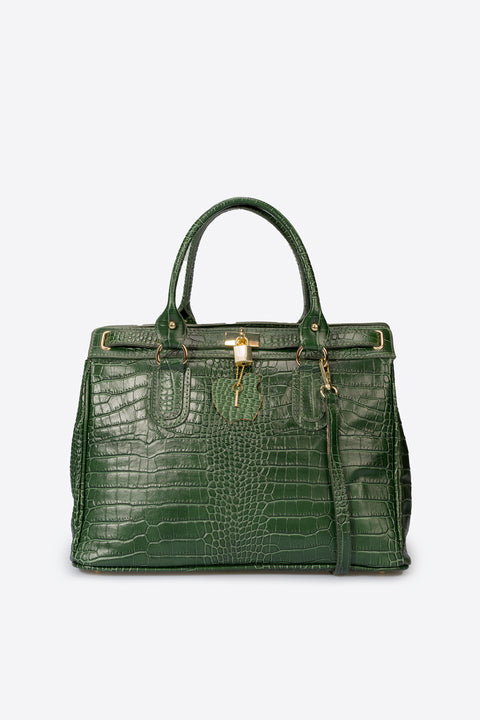INGRID leather top handle bag - Green