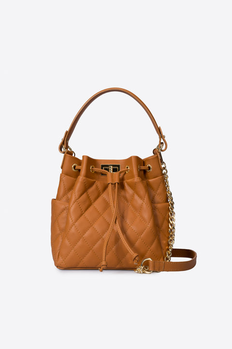TILLY SMALL leather top handle bag - Cuoio