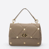 KYLIE Leather Top Handle Bag - Taupe