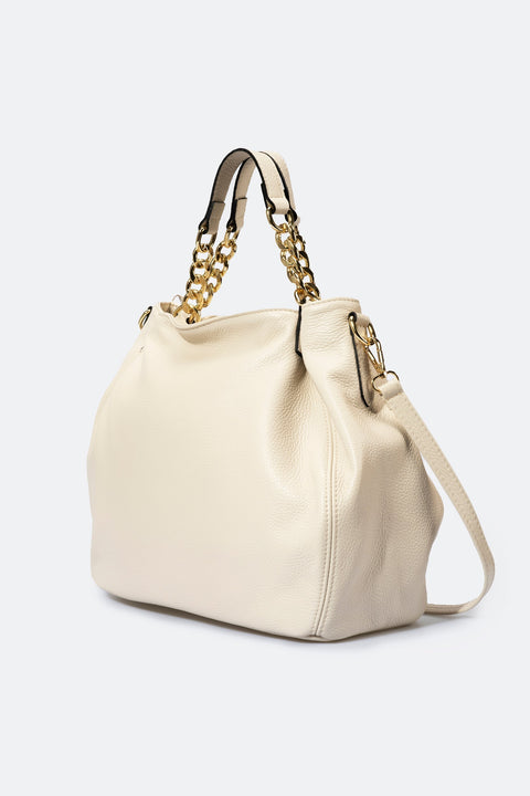 HELEN leather shoulder bag - Beige