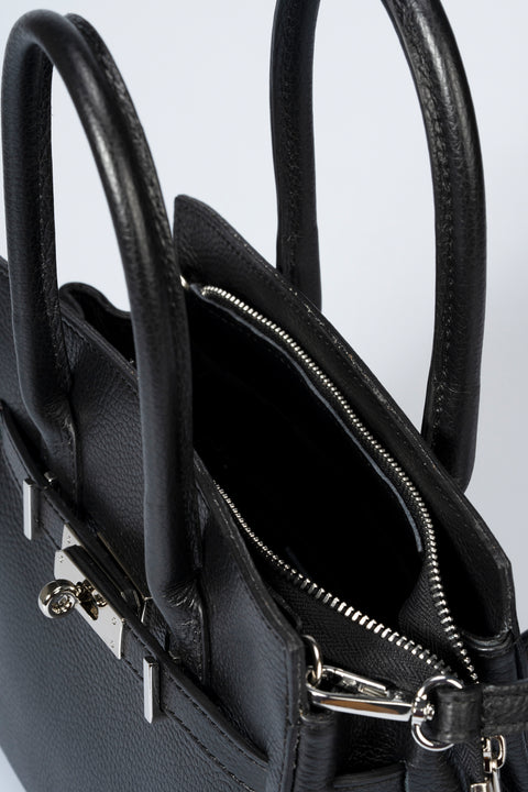 JUNE leather top handle bag - Black