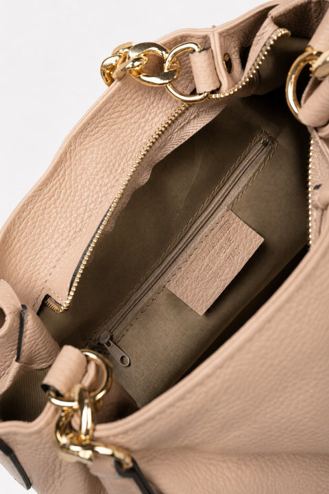 HELEN leather shoulder bag - Cipria