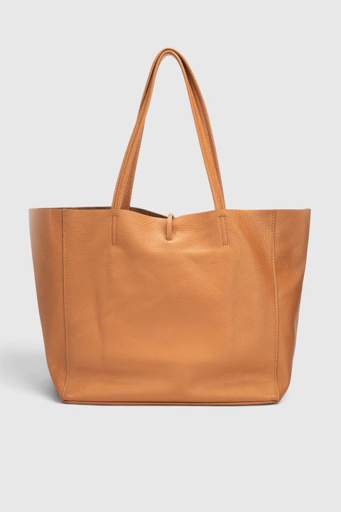 CLOTILDE leather tote bag - Cognac