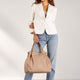 HELEN leather shoulder bag - Cipria