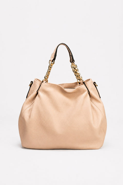 HELEN leather shoulder bag - Cipria