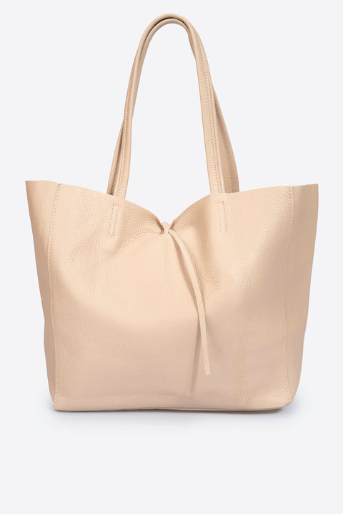 CLOTILDE leather tote bag - Cipria