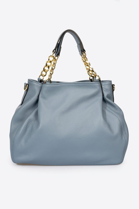 HELEN leather shoulder bag - Celeste