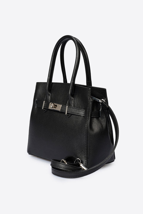 JUNE leather top handle bag - Black