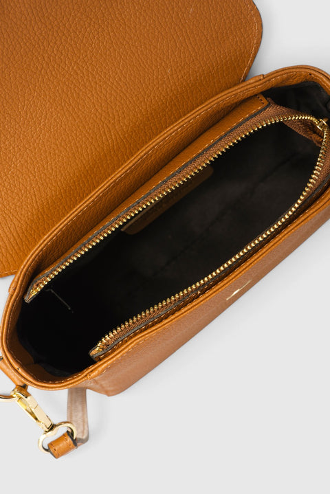 FREYA leather crossbody bag - Cognac