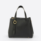 MAREN Leather Top Handle Bag - Black