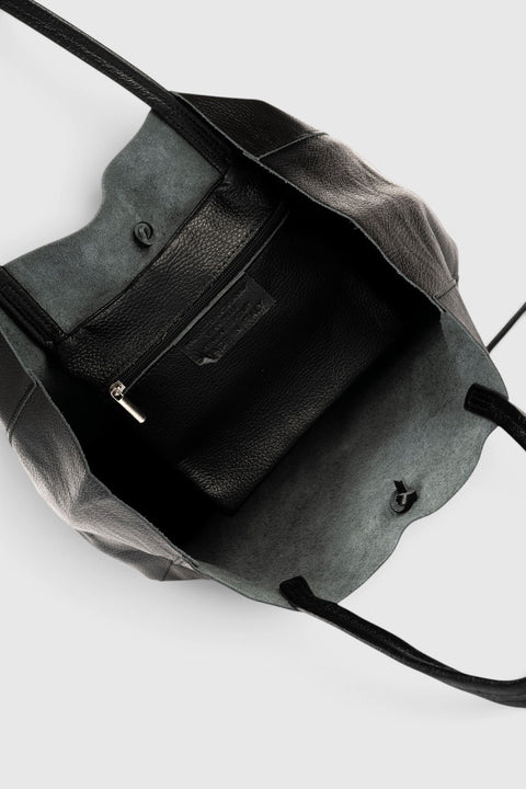 CLOTILDE leather tote bag - Black