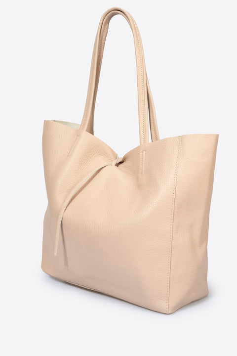 CLOTILDE leather tote bag - Cipria