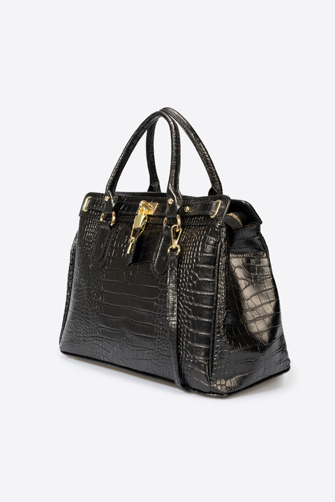 INGRID leather top handle bag - Black